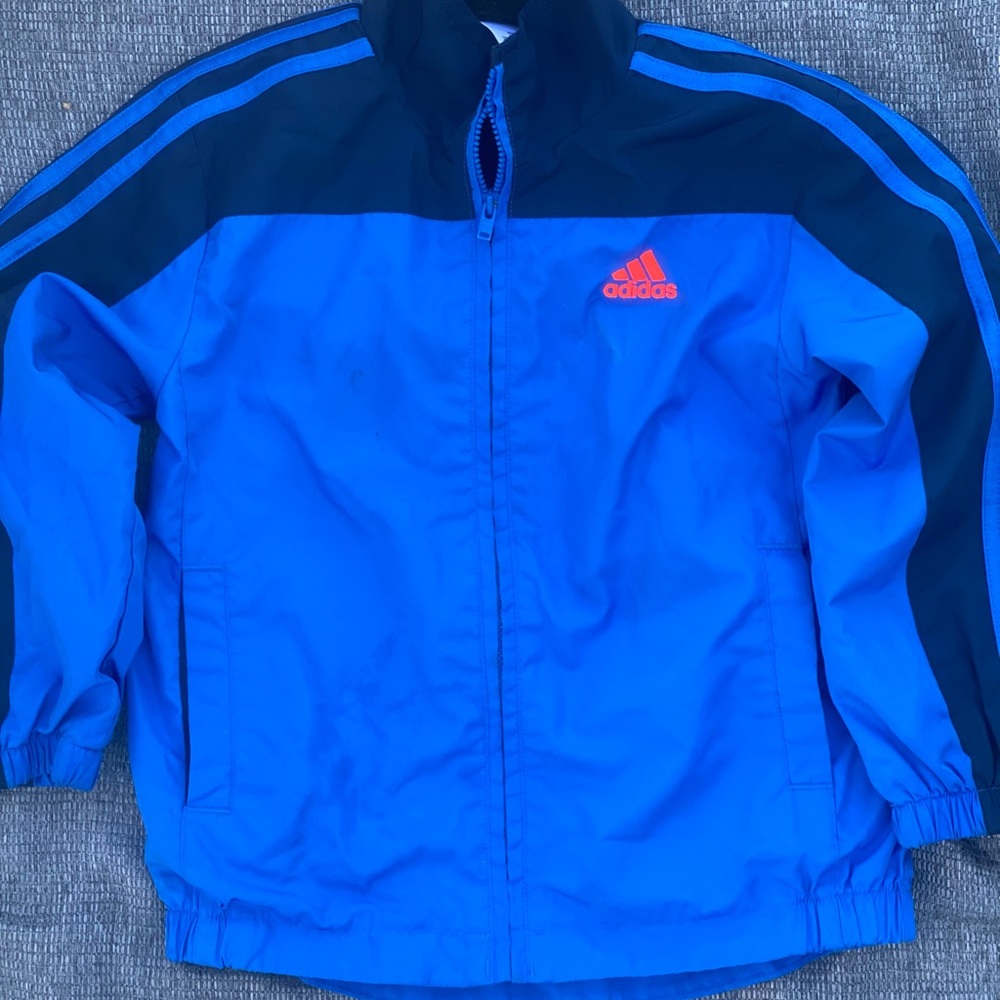 Adidas Blue and Red Lightweight Jacket Full-Zip